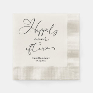 Elegant Happily Ever After Romantic Ecru Wedding  Napkin
