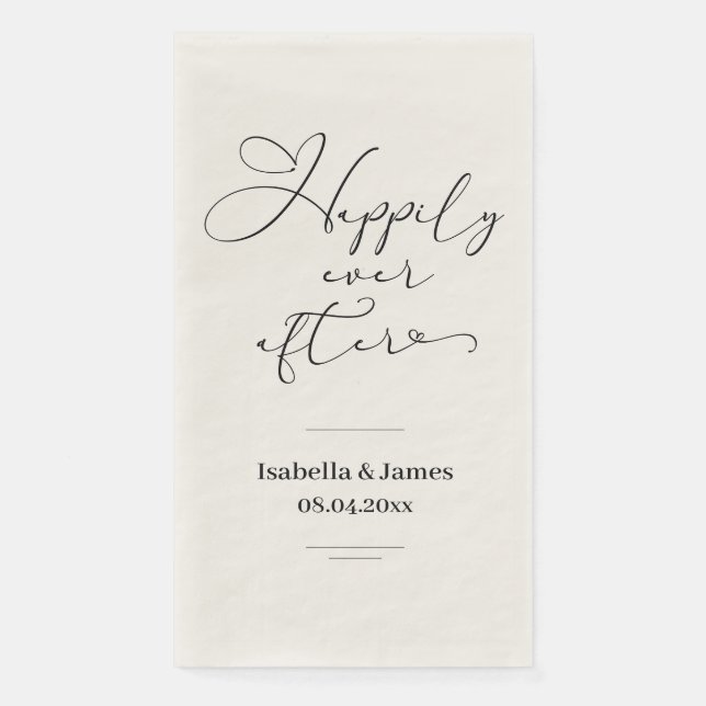 Elegant Happily Ever After Romantic Wedding  Napkin (Front)