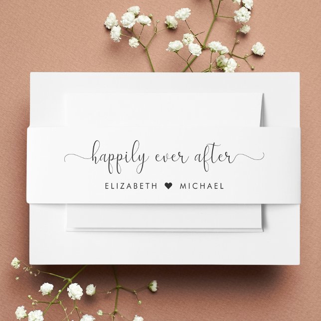 Elegant Happily Ever After Wedding Invitation Belly Band (Creator Uploaded)