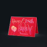 Elegant Happy 18th Name Red Birthday Card<br><div class="desc">An elegant design with ornate typography Happy 18th Birthday set in a decorative script typography in shades of lilac and lemon, and the age is in a cordinating typeface in soft lilac, along with your recipient’s name, on a red background. You can change the message inside to your own greeting...</div>