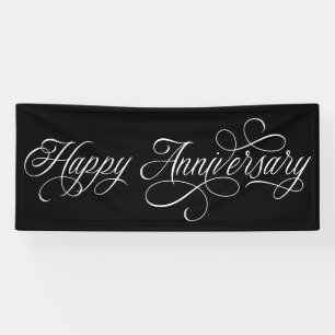 Elegant Happy Anniversary script Banner