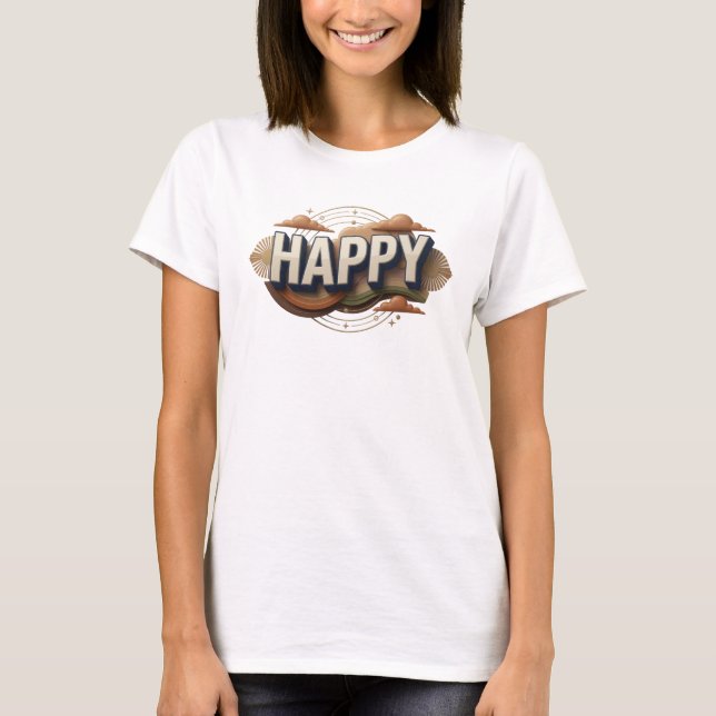 Elegant HAPPY Art Composition T-Shirt (Front)