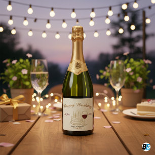Elegant Happy Birthday Aged to Perfection Sparkling Wine Label