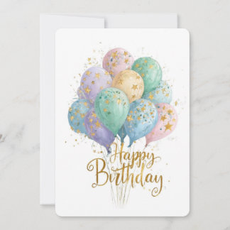 Elegant Happy Birthday Balloons Greeting Card | Go
