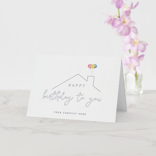 Elegant Happy Birthday Balloons Real Estate Foil Greeting Card (Orchid)