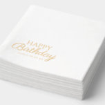 Elegant happy birthday | Custom Name & Date Foil Napkins<br><div class="desc">Celebrate in style with this elegant happy birthday design featuring gold lettering,  personalised with your name and date. Perfect for parties,  milestones,  and special occasions.</div>