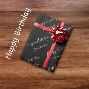 Elegant Happy Birthday Custom Name Wrapping Paper