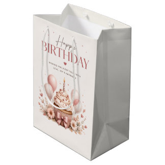 Elegant Happy Birthday Medium Gift Bag