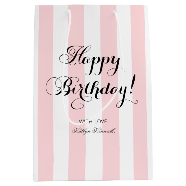 Elegant Happy Birthday Medium Gift Bag (Front)