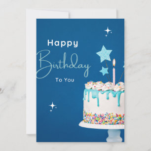 Elegant Happy Birthday Poster – Blue Theme Invitation