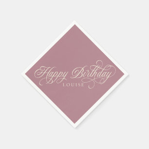 Elegant Happy Birthday script custom Napkin