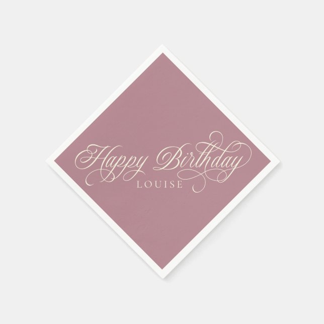 Elegant Happy Birthday script custom  Napkin (Corner)