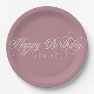 Elegant Happy Birthday script custom Paper Plate