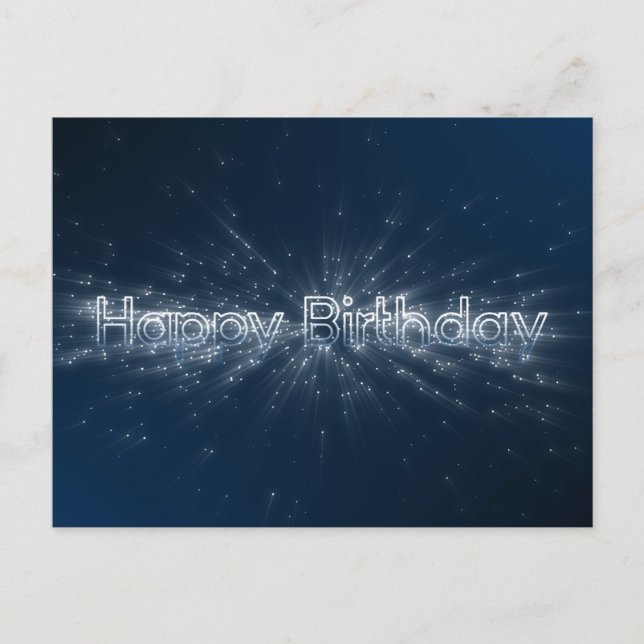 Elegant Happy Birthday sparkling particles glowing Postcard (Front)