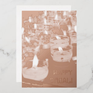 Elegant Happy Diwali Candles Rose Gold Foil