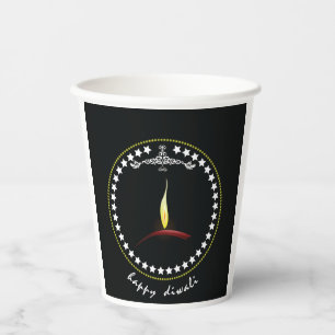 Elegant Happy Diwali Diya Flame Star Wreath Paper Cups