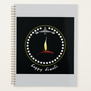 Elegant Happy Diwali Diya Flame Star Wreath Planner