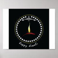 Elegant Happy Diwali Diya Flame Star Wreath