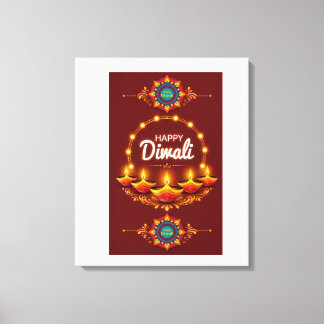 Elegant Happy Diwali Mandala Greeting Design Canvas Print