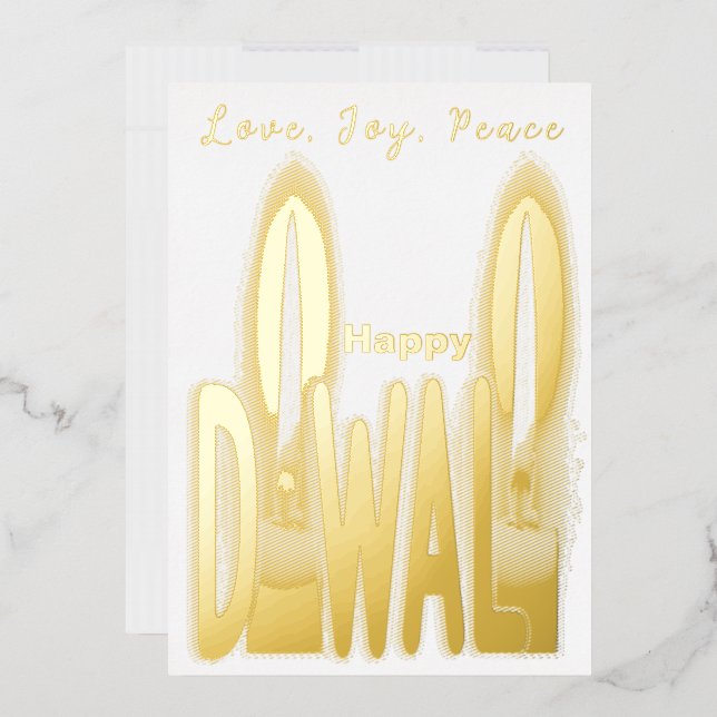 Elegant Happy Diwali Stars Gold Foil Shiny Card (Envelope)