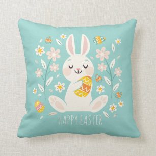 Elegant Happy Easter Bunny   Throw Pillow