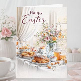 Elegant Happy Easter Card in Soft Pastels