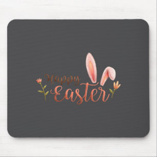 Elegant Happy Easter Tygraphy Bunny Ears Mouse Pad