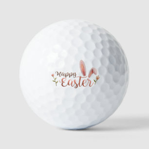Elegant Happy Easter Typography Bunny Ears  Golf Balls