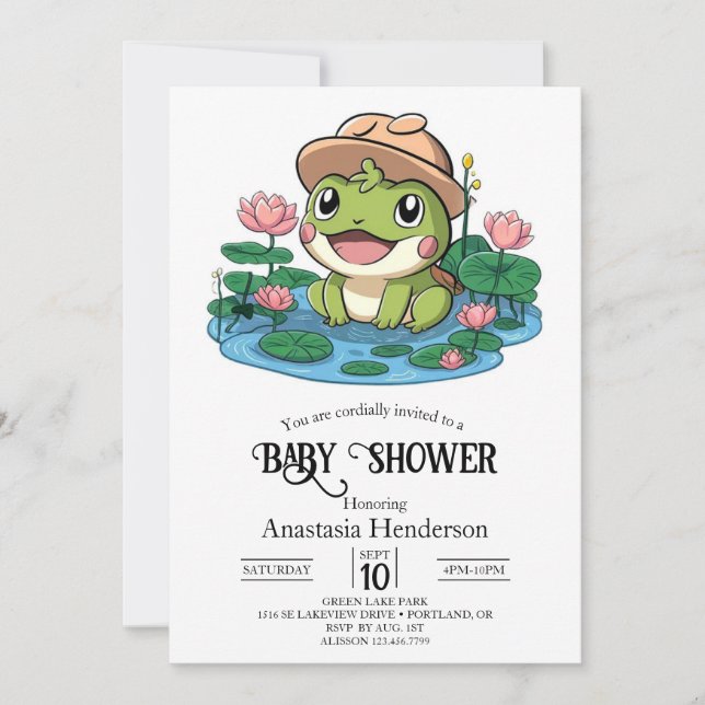 Elegant Happy Frog Baby Shower Invitation (Front)