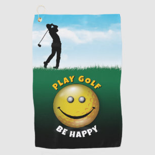 Elegant Happy Golfer Design Golf Towel