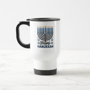 Elegant Happy Hanukka-Jewish Holiday Art Travel Mug
