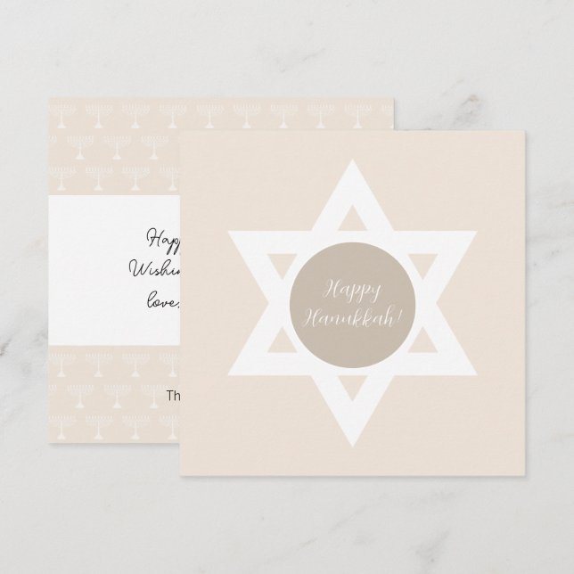 Elegant Happy Hanukkah Greetings Card (Front/Back)