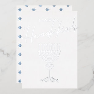 Elegant Happy Hanukkah Menorah Silver