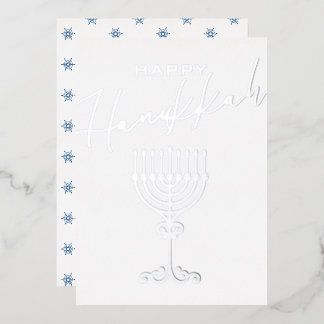 Elegant Happy Hanukkah Menorah Silver