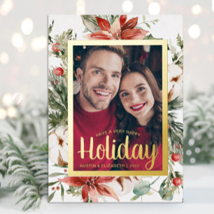 Elegant Happy Holiday Gold Foil Card