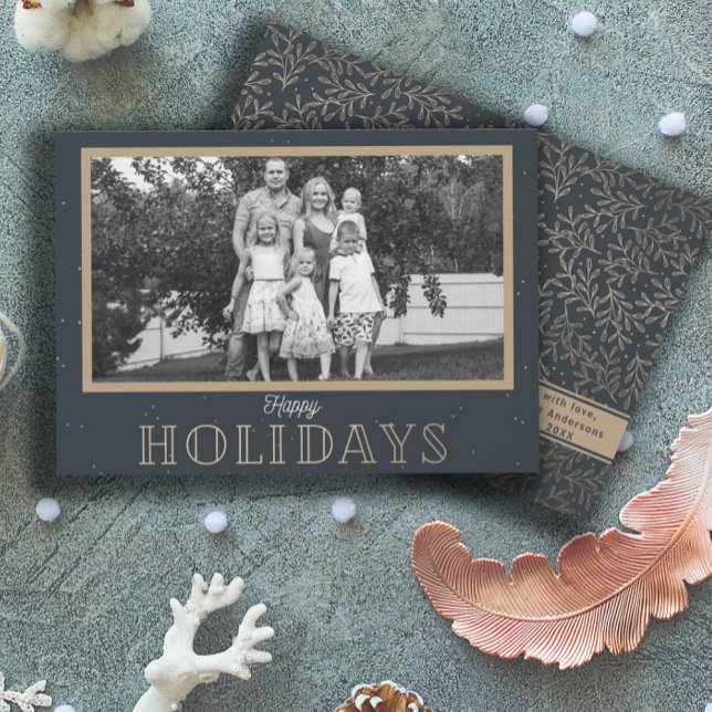 Elegant Happy Holidays Black & White Christmas Holiday Card (Creator Uploaded)