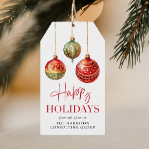 Elegant Happy Holidays Business Logo Christmas Gift Tags