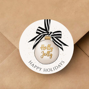 Elegant Happy Holidays Christmas Bauble Favour Tag