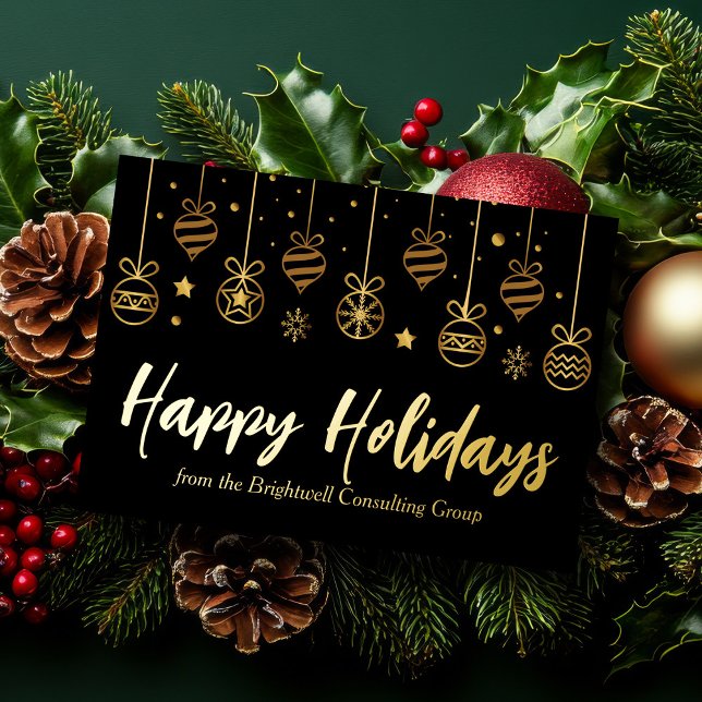 Elegant Happy Holidays Custom Business Black Gold (Creator Uploaded)