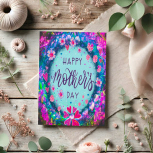 Elegant Happy Mother’s Day Floral Pretty Blue  Card