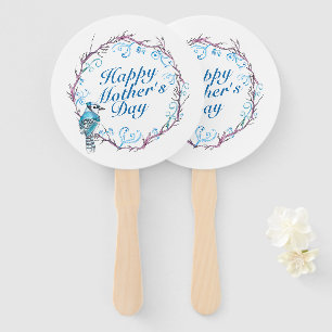 Elegant Happy Mother's Day Blue Wreath Hand Fan