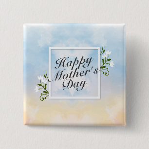 Elegant Happy Mother's Day Floral Frame Button