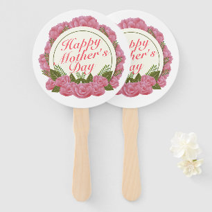 Elegant Happy Mother's Day Floral Frame Hand Fan