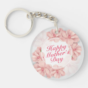 Elegant Happy Mother's Day Floral Frame Keychain