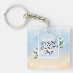 Elegant Happy Mother's Day Floral Frame Keychain