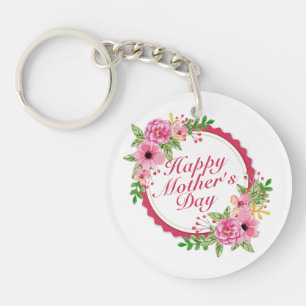 Elegant Happy Mother's Day Floral Frame Keychain