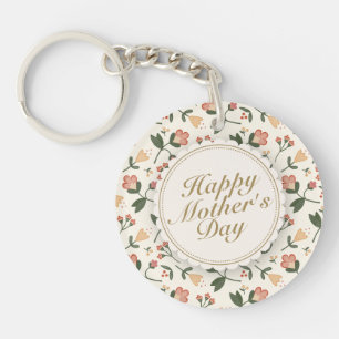 Elegant Happy Mother's Day Floral Frame Keychain
