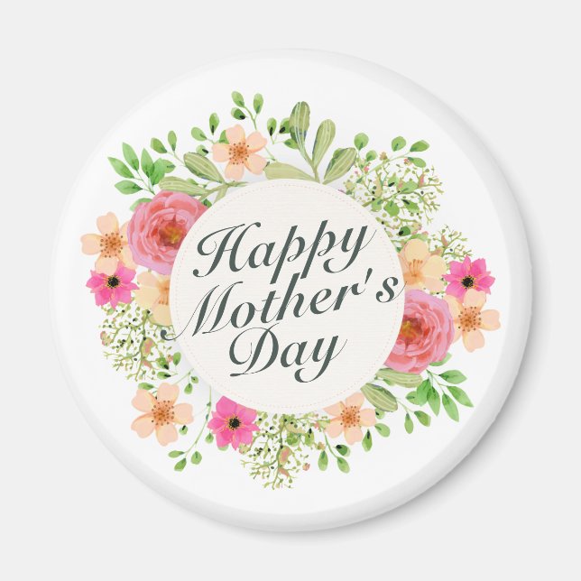 Elegant Happy Mother's Day Floral Frame | Magnet (Front)