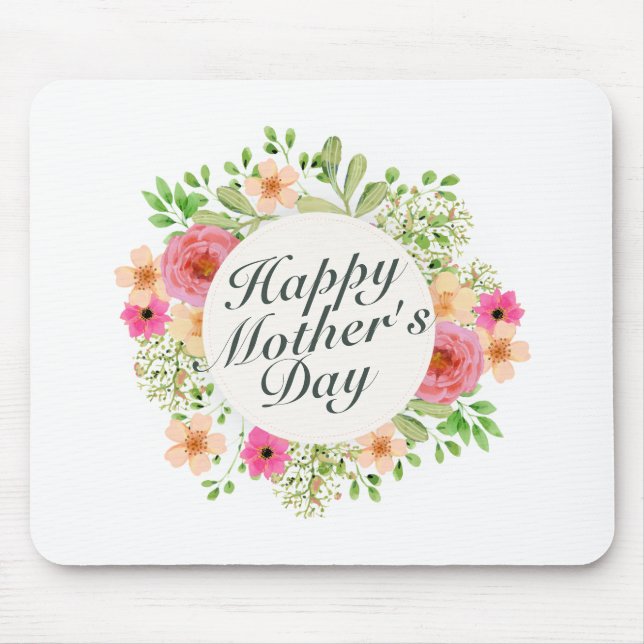 Elegant Happy Mother's Day Floral Frame Mousepad (Front)