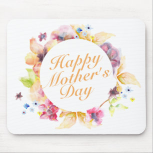 Elegant Happy Mother's Day Floral Frame Mousepad